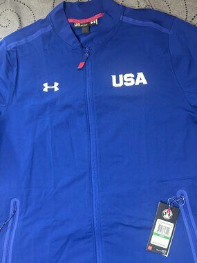 UNDER ARMOUR USA TECH #456 BLUE TRAINING LOOSE FIT JACKET SIZE L MEN NWT $199.99